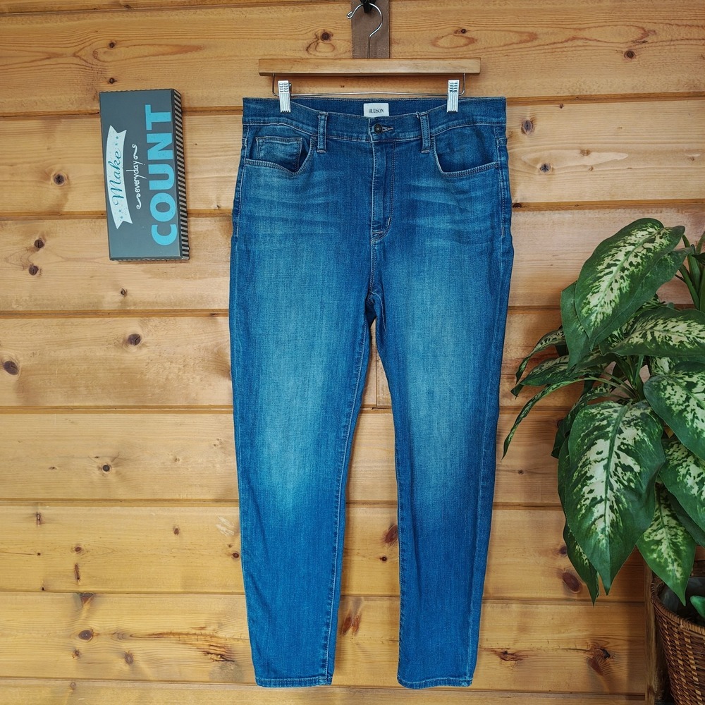 Hudson Blair High Rise Super Skinny Ankle Jean Lin Stretch Denim Sz 32(34") X28"